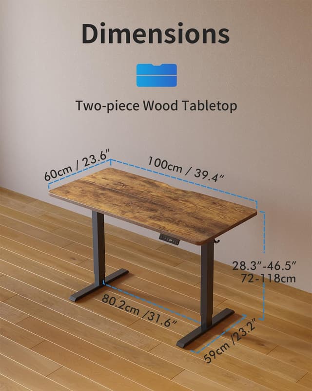 Thumbnail 2 de FEZIBO Höhenverstellbarer Schreibtisch 100×60 cm