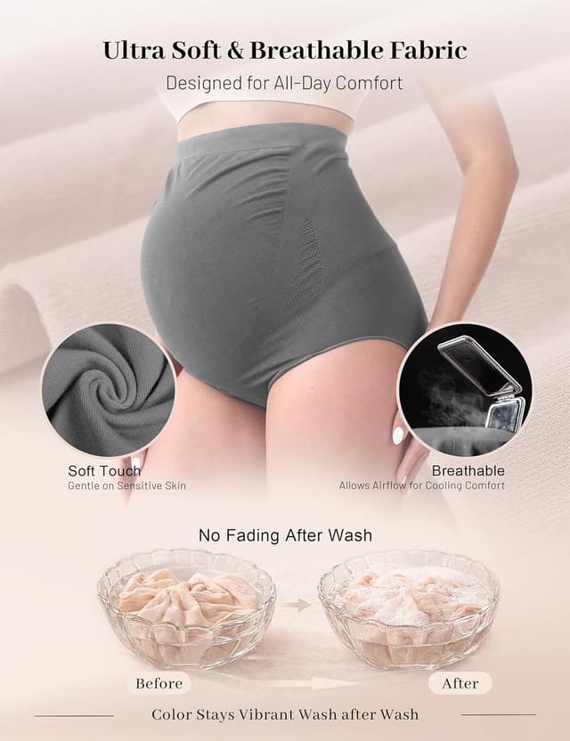 Detalle 2 de SUNNYBUY Culotte de grossesse taille haute