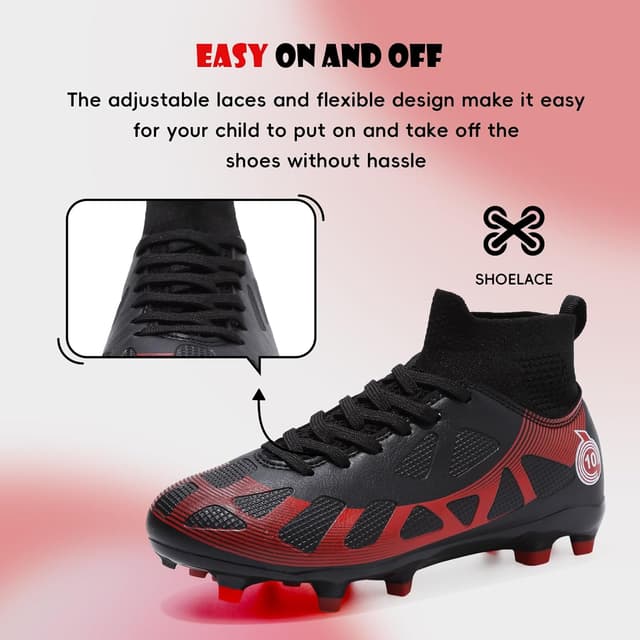 Detalle de WOwallet Fußballschuhe für Kinder (Jungen & Mädchen) – robuste Sport-Outdoor-Schuhe mit hohem Schaft