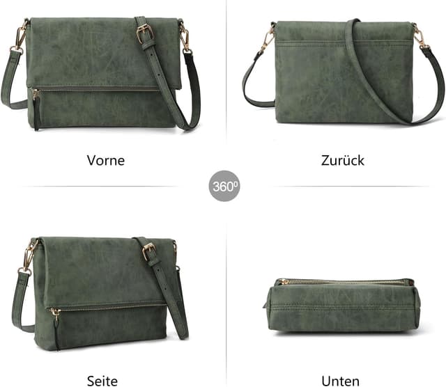 Detalle 2 de Gladdon Umhängetasche Damen Klein – Crossbody/Crossbodytasche in Dunkelgrün mit abnehmbarem Schulterriemen