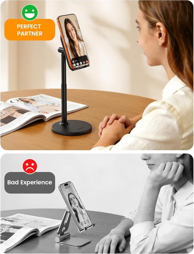 Detalle de Lamicall desk phone stand with height and angle adjustment (150–270mm) for 4–8 inch mobiles