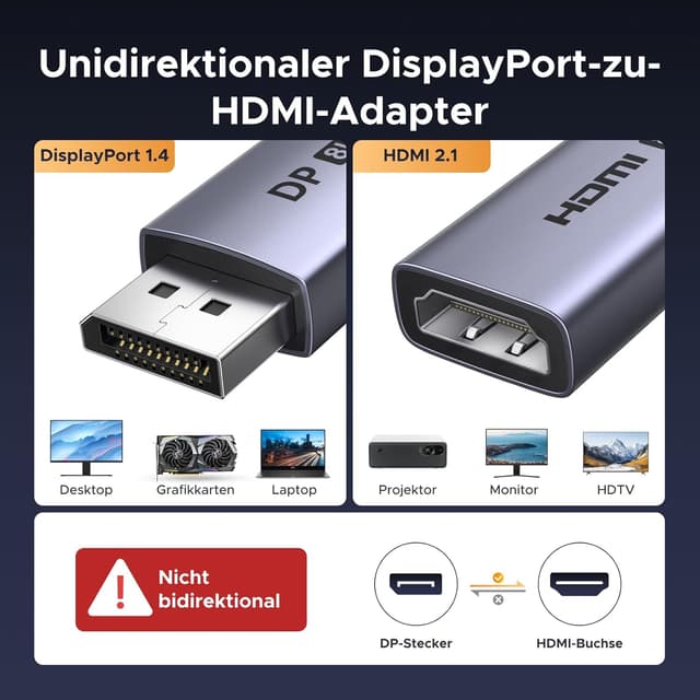 Detalle 2 de UGREEN DisplayPort zu HDMI Adapter 8K 60Hz