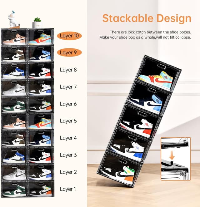 Thumbnail 5 de Amllas New Stackable Shoe Boxes 8-Pack 13″x10.6″x8.3″