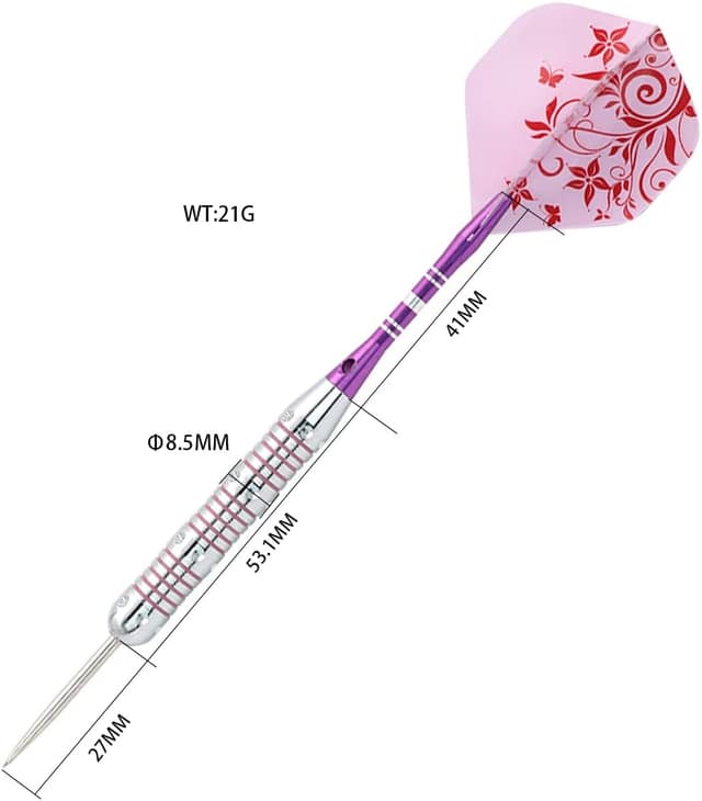 Detalle de CUESOUL Pink Mesdames – lot de 3 fléchettes acier 21 g avec accessoires en aluminium