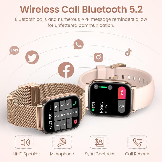 Detalle de SWGOTA 2026 Smartwatch für Damen mit Telefonfunktion, 1,83" HD, Roségold (u. a. Herzfrequenz, SpO2, Zyklus)