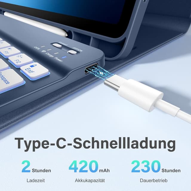 Detalle 2 de Vobafe Tastatur Hülle 10,9 Zoll