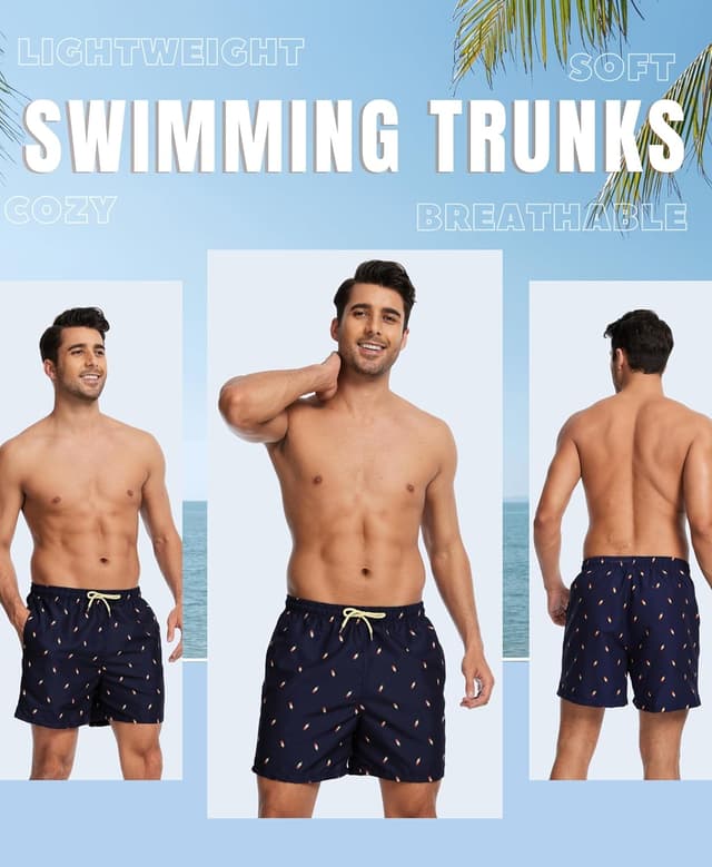 Detalle 2 de AMZSPORT shorts de bain homme boardshort imperméable avec poches et doublure en maille