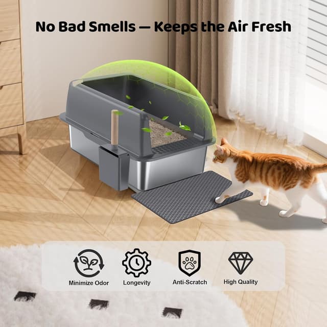 Thumbnail 4 de Gimars Stainless Steel Cat Litter Tray 36L