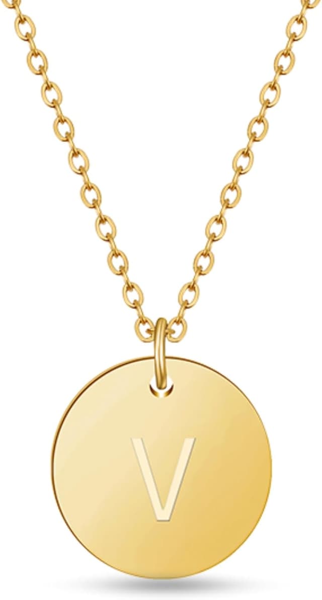 Detalle de Good.Designs Collier en or pour femme avec médaillon personnalisé et initiale gravée