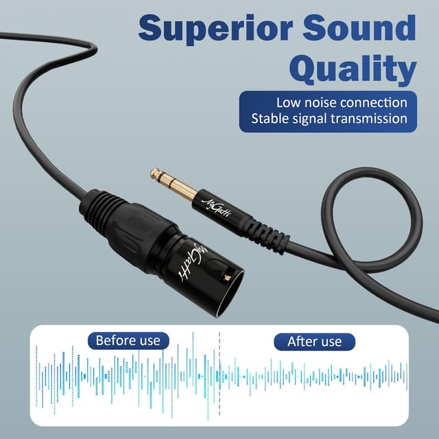 Detalle de Mygatti Klinke 6,35 mm TRS auf XLR Mikrofonkabel, balanced, 5 m (mit 5 Kabelbindern)