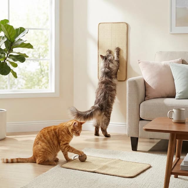 Thumbnail 6 de Kit 3 tappetini tiragraffi orizzontali in sisal naturale 50x25 cm (anti-scivolo) per gatti
