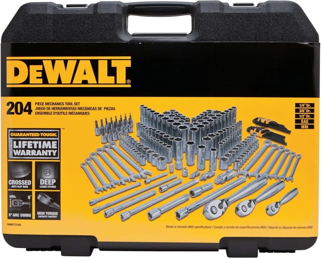 Detalle de DEWALT DWMT72165 204-Piece Mechanics Tools Kit & Socket Set (1/4", 3/8" & 1/2" Drives)
