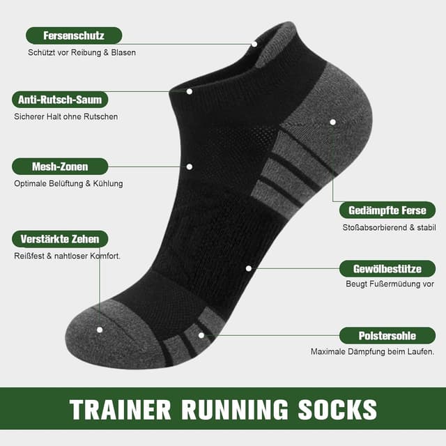 Detalle 2 de Chaussettes de sport respirantes Quoboquo en coton (homme) – courtes, antidérapantes et confortables