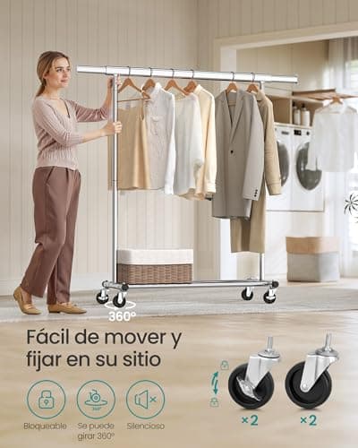 Detalle 1 de SONGMICS HSR13S burro ropa con ruedas