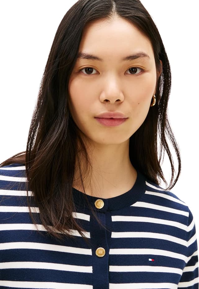 Detalle de Cardigan femme Tommy Hilfiger en jersey fin à patte de boutonnage