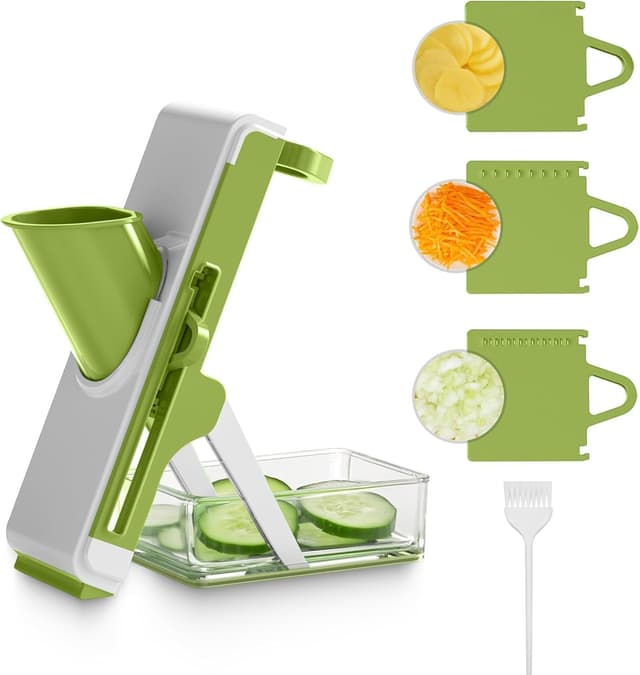 Detalle de Eletronova Safe Mandoline Slicer for Kitchen (Grey) — Vegetable Slicer, Julienne Cutter & French Fry Style