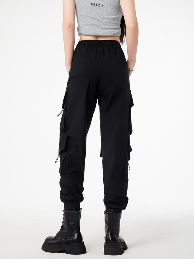 Thumbnail 6 de CLOAKA Damen-Cargohose „High Waist“ im Techwear/Y2K-Gothic-Look mit Stretch & Kordelzug
