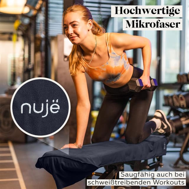 Detalle 2 de nujë Fitness-Handtuch mit Tasche aus Microfaser (125 x 50 cm) inkl. Geschenkverpackung