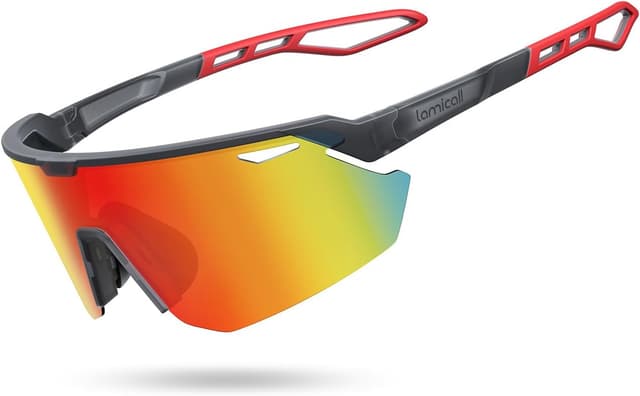 Detalle de Lamicall Schnelle Sportbrille Herren & Damen (TR-90, 24 g) mit polarisierte TAC-Gläsern und UV400