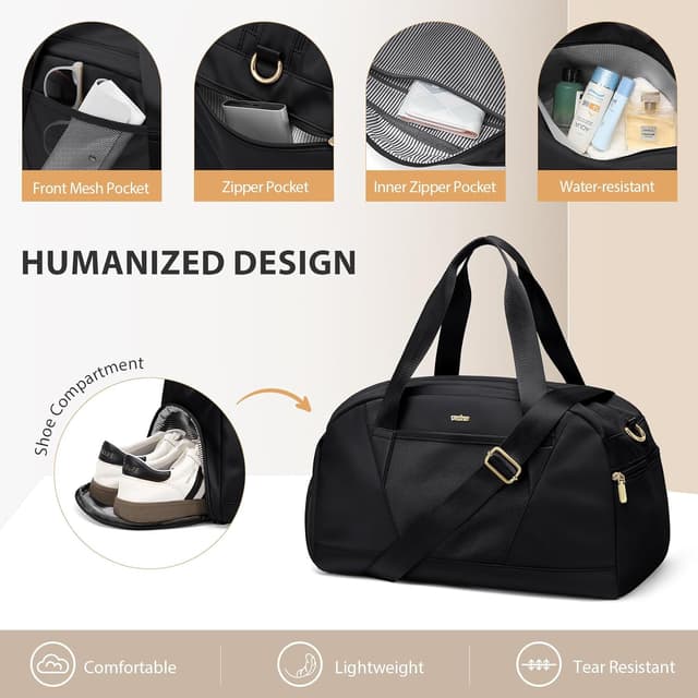 Detalle de VNINE Reisetasche Sporttasche Damen als Weekender-/Handgepäck-Tasche mit wasserdichtem Schuhfach