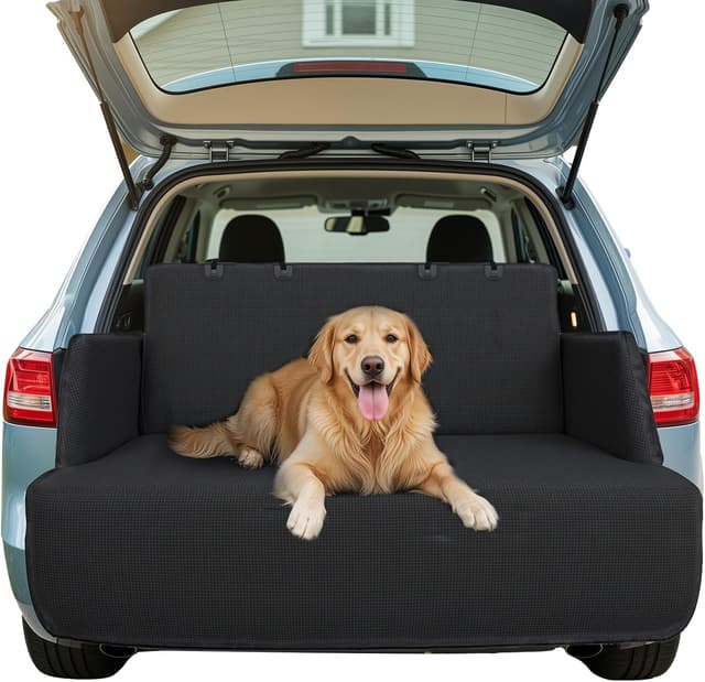 Detalle de HNCY Hundedecke Auto Kofferraum (Oxford, wasserdicht) mit Seiten- & Ladekantenschutz – 165 × 104 cm