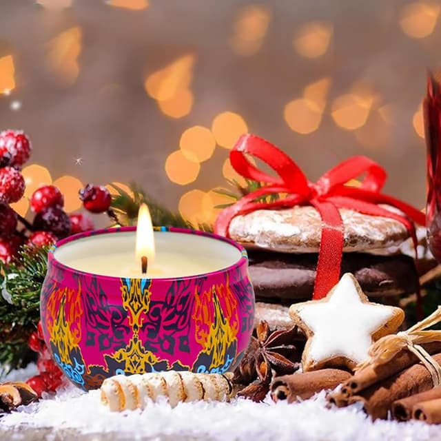 Detalle de Coffret de 4 bougies parfumées à la cire de soja – lot Lavande, Citron, Figue et senteur printanière