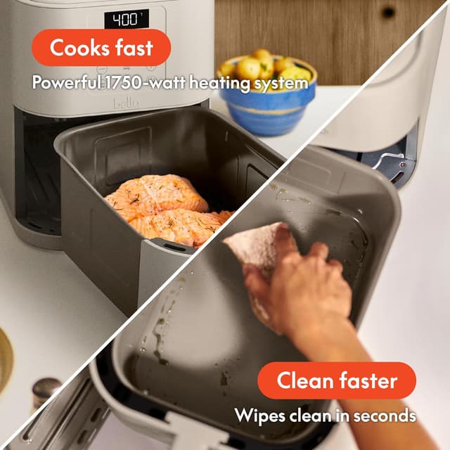 Detalle 2 de bella 6 qt Slim Air Fryer (Fits-anywhere) with EverGood Ceramic Nonstick Coating