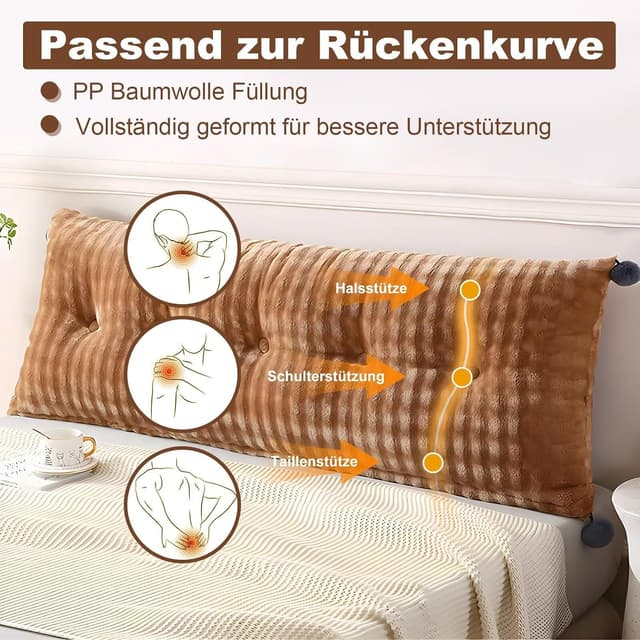 Detalle de Shuyeon Rückenkissen (Keilkissen) für Bett & Sofa mit abnehmbarem Bezug und Seitenfach