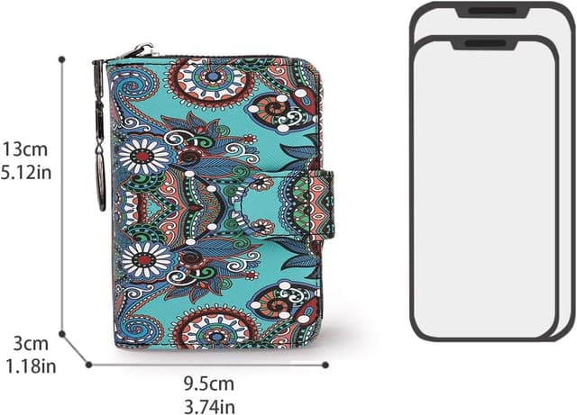 Detalle de MoFut kleiner Damen-Geldbeutel im Kurzformat mit Blumen- und Blütenmuster (Grüne Blume)