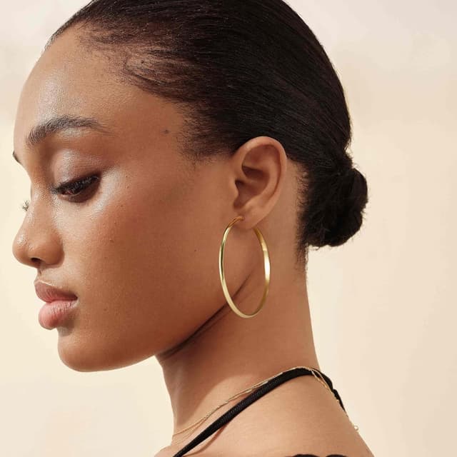 Detalle 2 de RANKEEF 3 mm Breit Große Ohrringe Silber Creolen