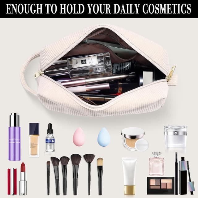 Detalle de Parima Kosmetiktasche Damen & Mädchen (2 Stück) aus Cord mit Buchstaben L – Kulturtaschen-Set zum Organisieren