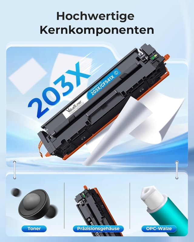 Detalle 2 de Valuetoner 203X/203A Toner-Set kompatibel für HP Color LaserJet (4er-Pack: Schwarz, Cyan, Gelb, Magenta)