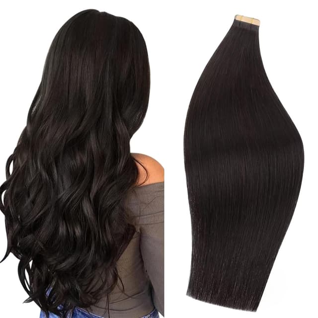 Detalle de DOORES Remy Human Hair Extensions (20 pcs, 20 inches) with Transparent Tape