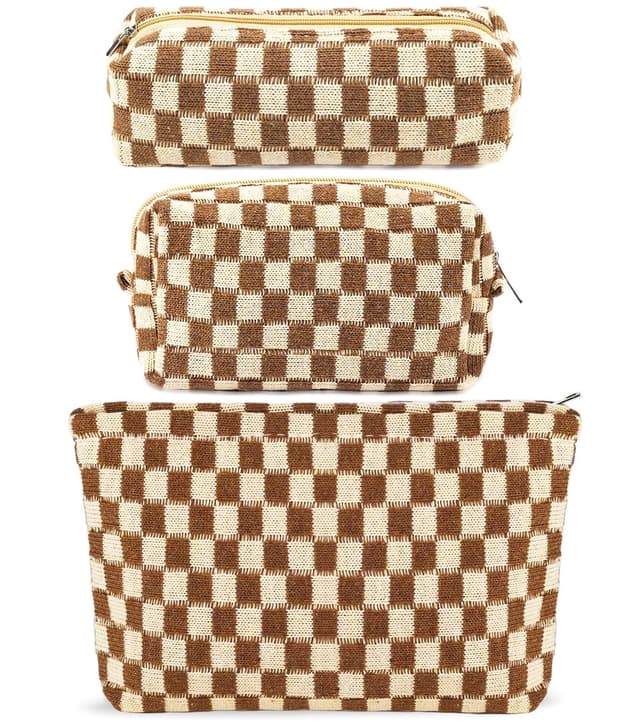 Detalle de ZLFSRQ 3Pcs Checkered Makeup Bag 10.6 in