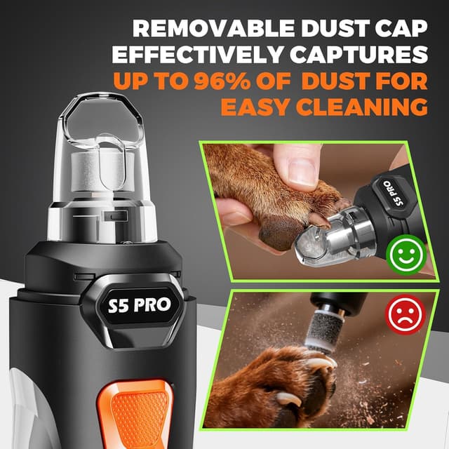 Thumbnail 6 de Whisper Quiet Dog Nail Grinder with 4 LED Lights, 3-Speed Rechargeable Grooming Kit (with 3 Grinding Bits)