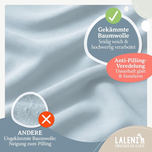 Detalle de Laleni Premium Spannbettlaken 50x89 cm (2er-Set) aus 100% Baumwolle, Oeko-TEX, Hellblau