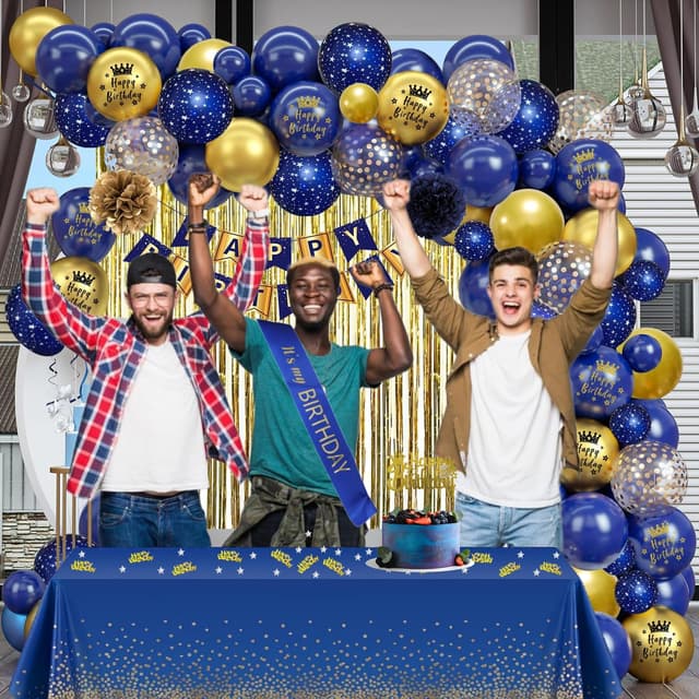 Thumbnail 3 de Geburtstagsdeko Blau Gold Party-Set 🎉