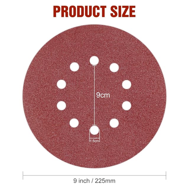 Detalle de KONGMING 25-pack 225mm Hook-and-Loop Sanding Discs, 60 grit for drywall sanders