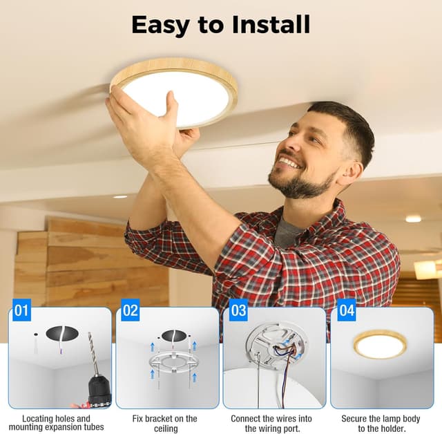 Thumbnail 6 de Peasur LED-Deckenlampe flach 5-Farbtemperaturen (3000–6500 K), IP54, 18 W, rund