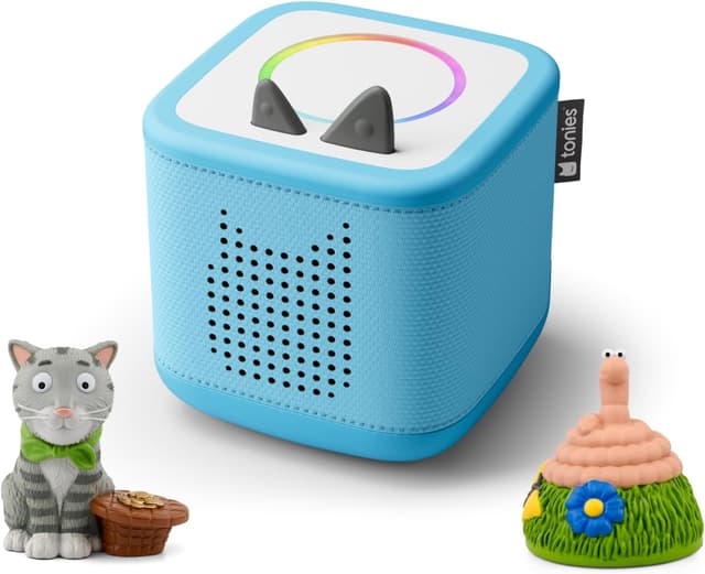 Detalle de tonies Toniebox 2 Audio Player Julia Donaldson Bundle (Sky Blue) with Tabby McTat & The Superworm