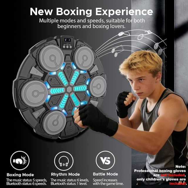 Detalle de Music Boxing Machine Bluetooth Punching Pad for Kids 🥊