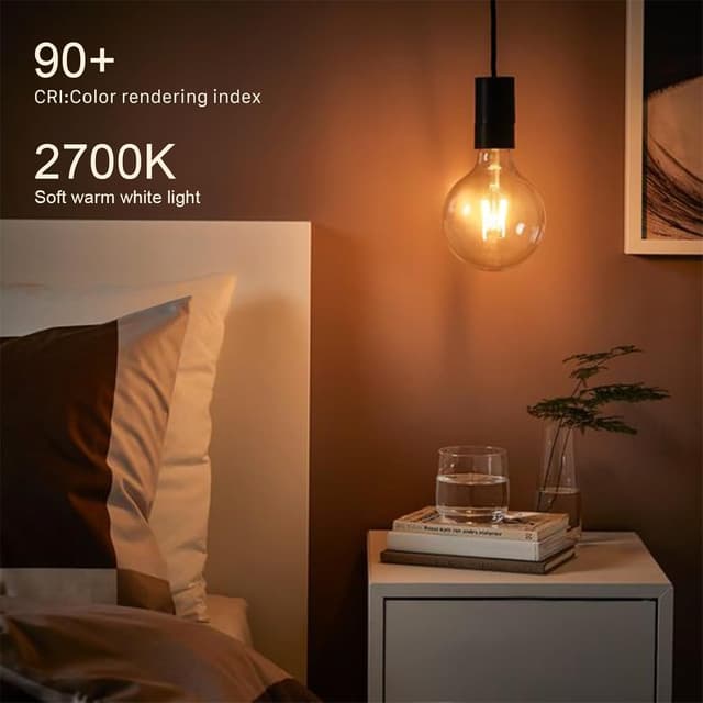 Detalle 2 de YUNRRD Vintage Light Bulb E27 LED Edison (G80) 4W, 2700K Warm White, Amber Glass, 400lm – Pack of 2