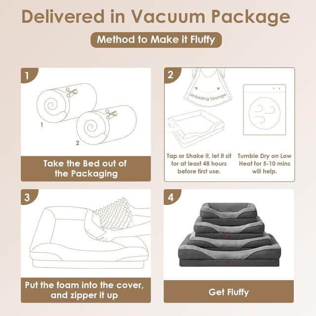 Thumbnail 6 de EHEYCIGA Memory Foam Dog Bed Large (91x68x17cm) with Orthopedic Support, Waterproof Liner and Washable Cover