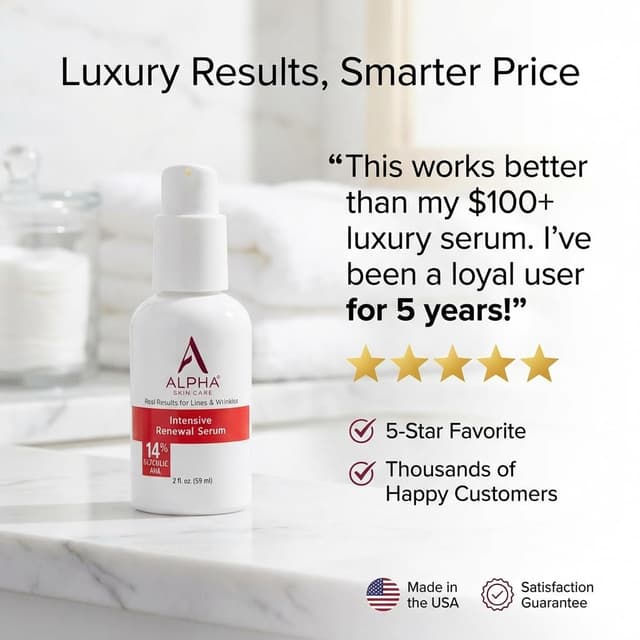 Detalle 2 de Alpha Skin Care Renewal Serum (14% Glycolic AHA) for Lines, Wrinkles & Uneven Tone, 2 Oz