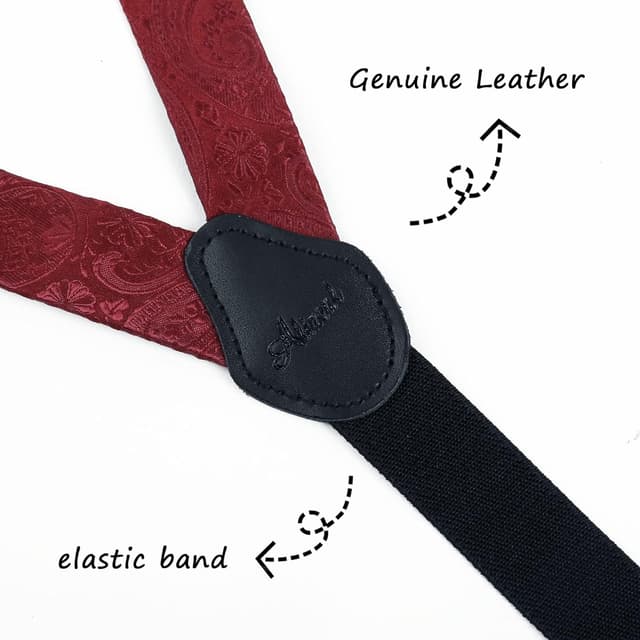 Detalle de Alizeal Boys Adjustable Floral Paisley Pre-tied Bow Tie and Y Shape 3 Clips Braces Set