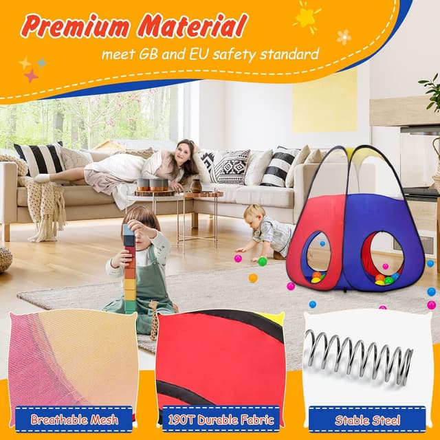 Detalle de Opret 5-in-1 pop up play tent 190T