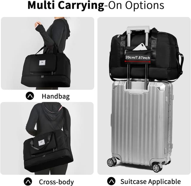 Detalle de Fioretto women’s foldable weekend bag with wet pocket and shoe compartment (45L)