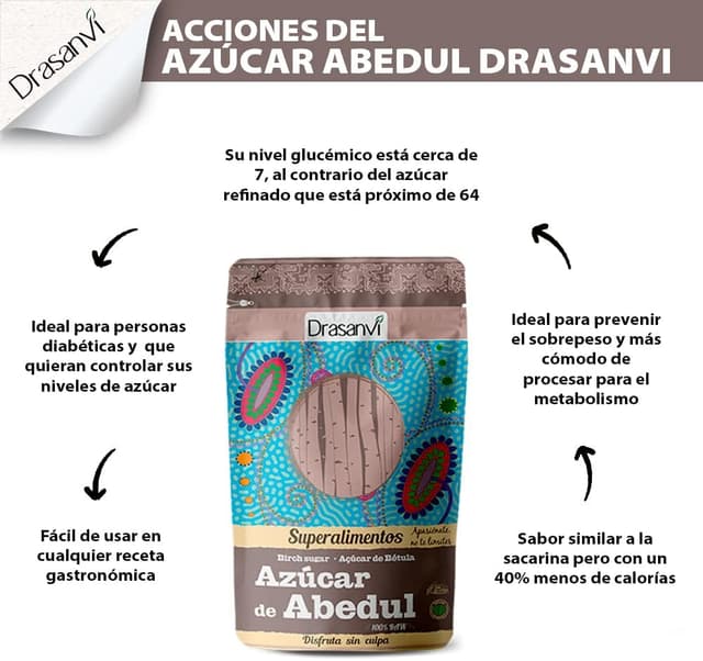 Thumbnail 3 de Drasanvi Azúcar de Abedul Puro 🌿 Xilitol Bajo en Calorías 300 g