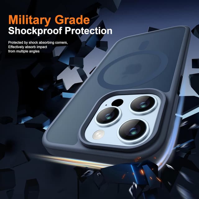 Detalle de ORETECH Hülle für iPhone 14 Pro Max (6,7 Zoll) mit Mag-Safe, stoßfest & transluzenter Rückseite inkl. Schutzfolien