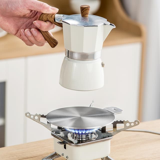 Detalle 2 de shoxil Induktionsadapterplatte (13 cm) mit abnehmbarem Griff – für nicht magnetisches Kochgeschirr